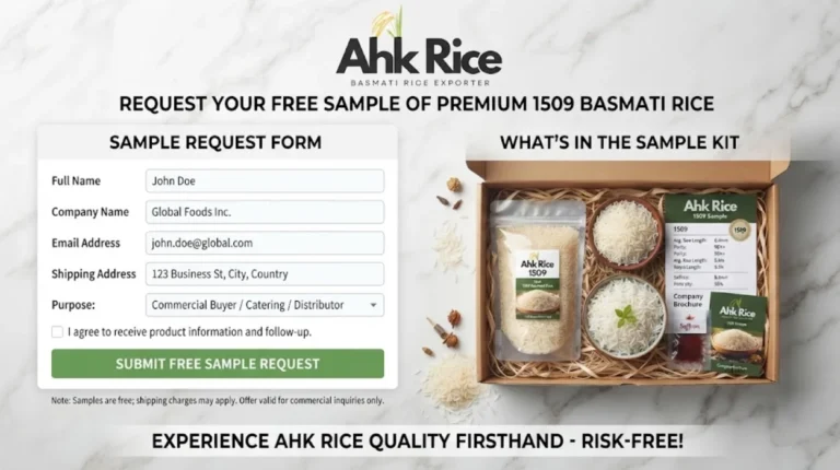 Request Free Sample of 1509 Basmati Rice Today