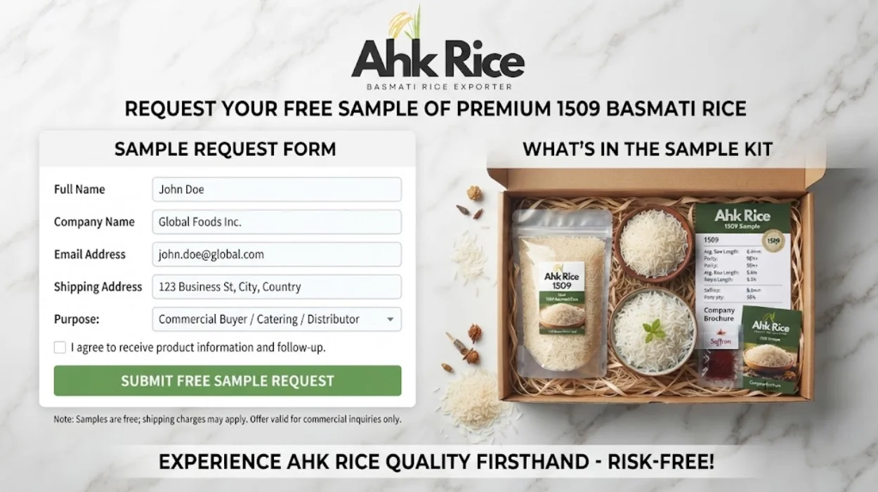 Request Free Sample of 1509 Basmati Rice Today