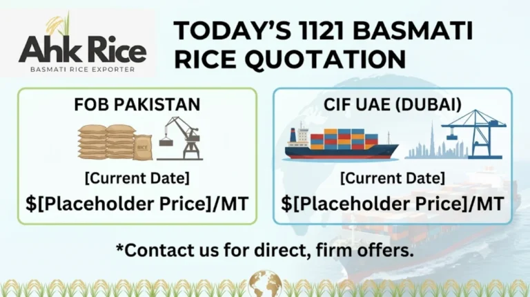 Request Today's 1121 White Basmati Rice FOB Pakistan and CIF UAE Quotation for UAE Imports