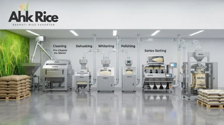 Step-by-Step Basmati Rice Milling Cleaning, Dehusking, Whitening, Polishing and Sortex Sorting
