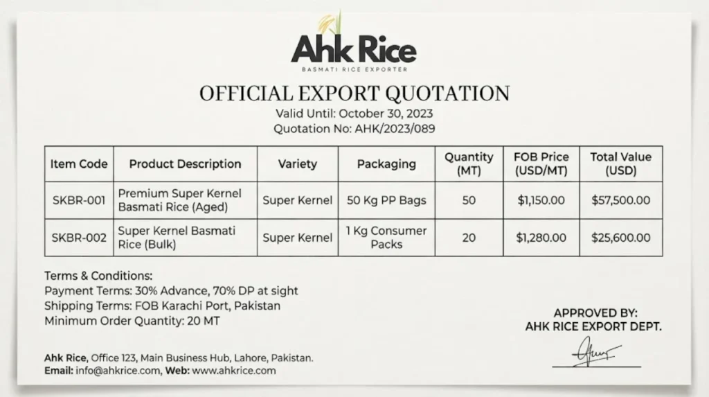 Get Export Quote for Super Kernel Basmati Rice Today