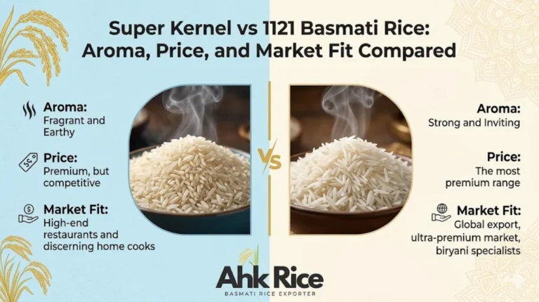 Super Kernel vs 1121 Basmati Rice Aroma Price and Market Fit Compared