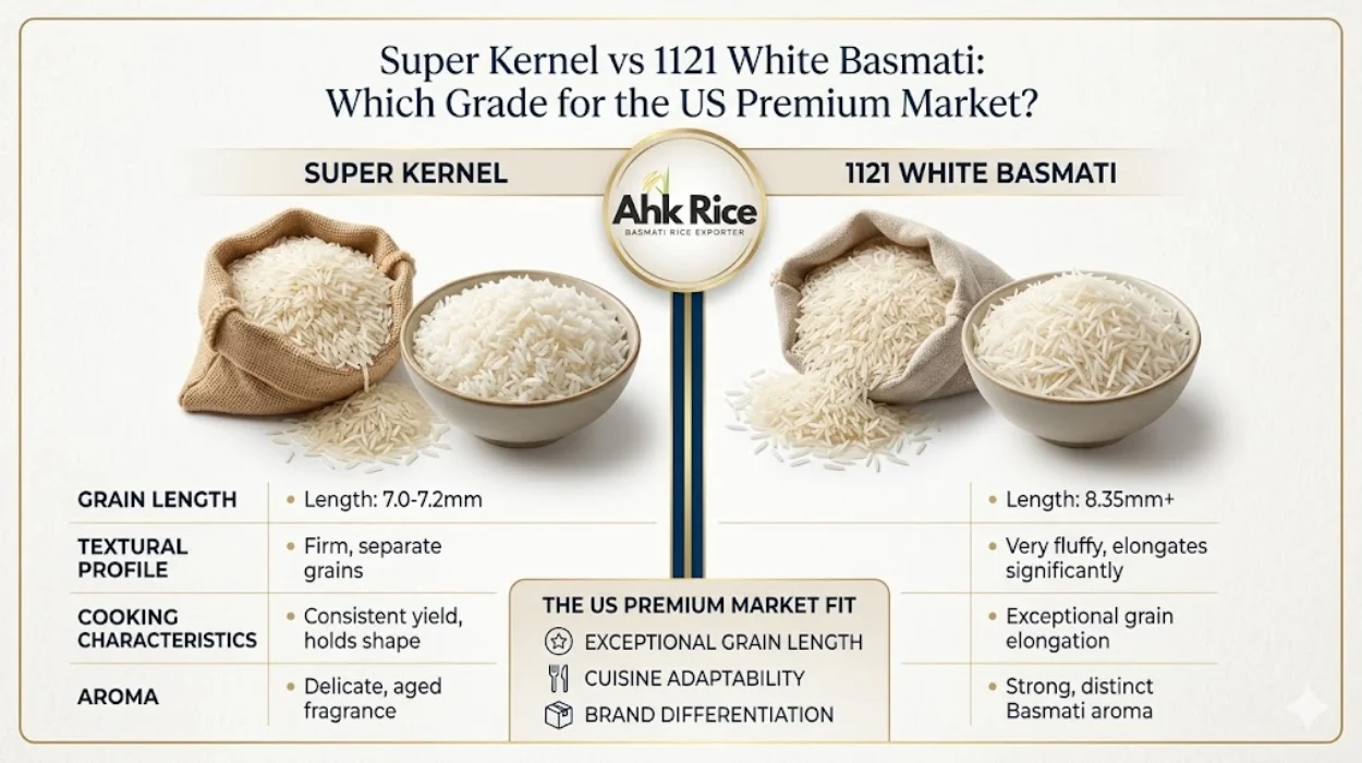 Super Kernel vs 1121 White Basmati Which Grade for the US Premium Market