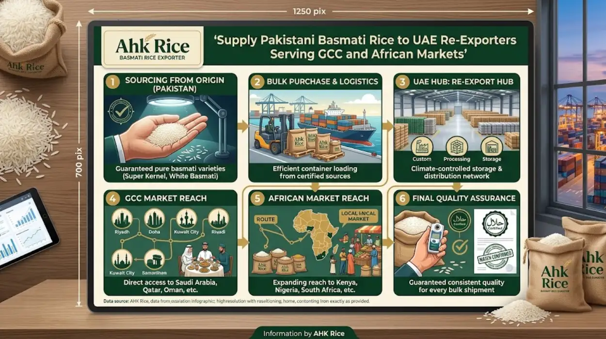 Supply Pakistani Basmati Rice to UAE Re-Exporters Serving GCC and African Markets