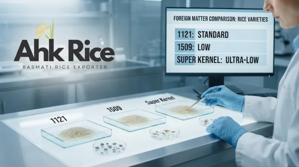 Foreign Matter Comparison Across Pakistan 1121, 1509, and Super Kernel Rice for UAE Markets