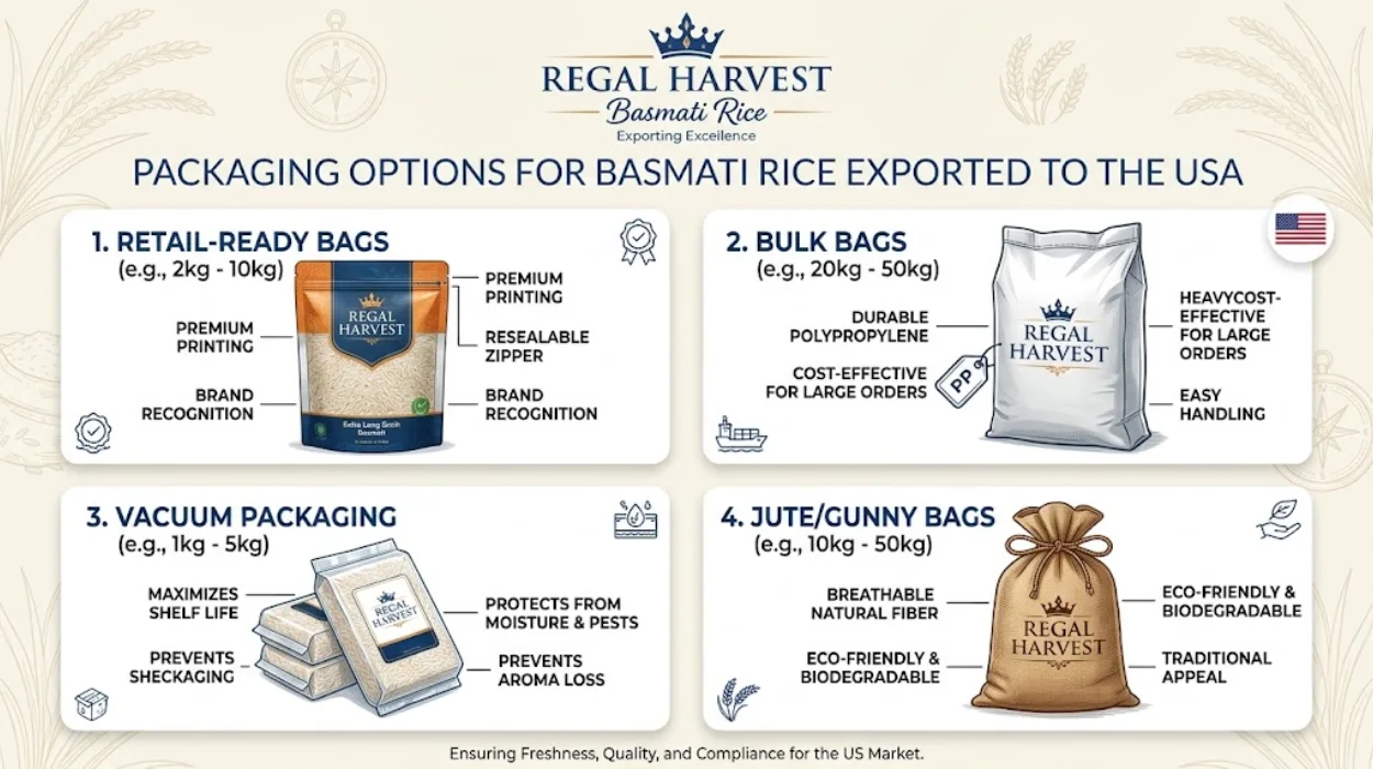 What Packaging Options Are Available for Basmati Rice Exported to the USA