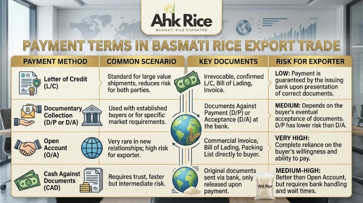 What Payment Terms Are Used in Basmati Rice Export Trade