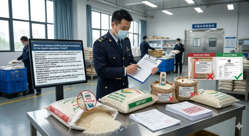 What are common problems and misconceptions in rice import regulations China?