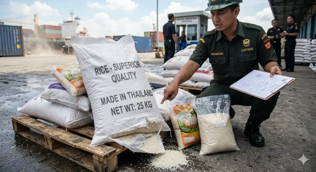 What are common problems in rice packaging for Indonesia?