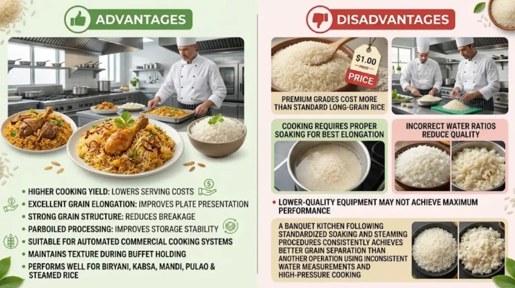 What are the advantages and disadvantages of Golden Sella Rice?