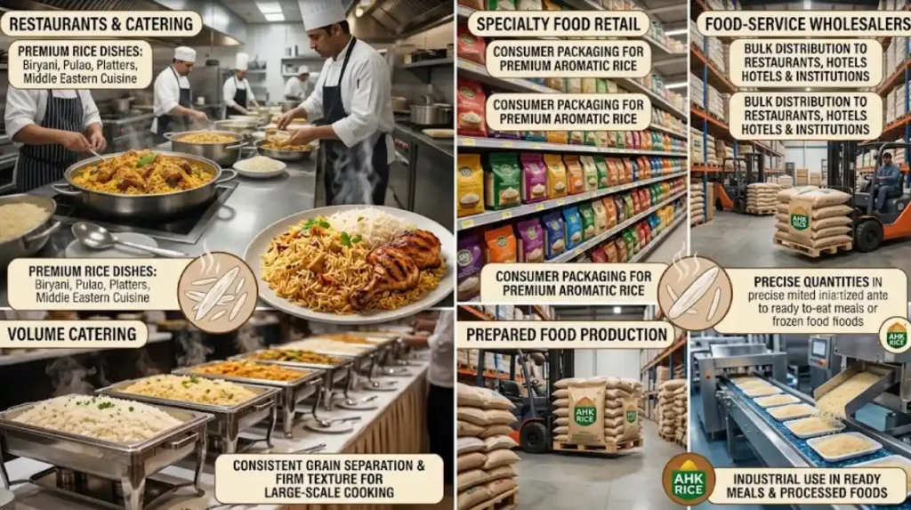 What are the main use cases for 1121 Parboiled Basmati Rice?