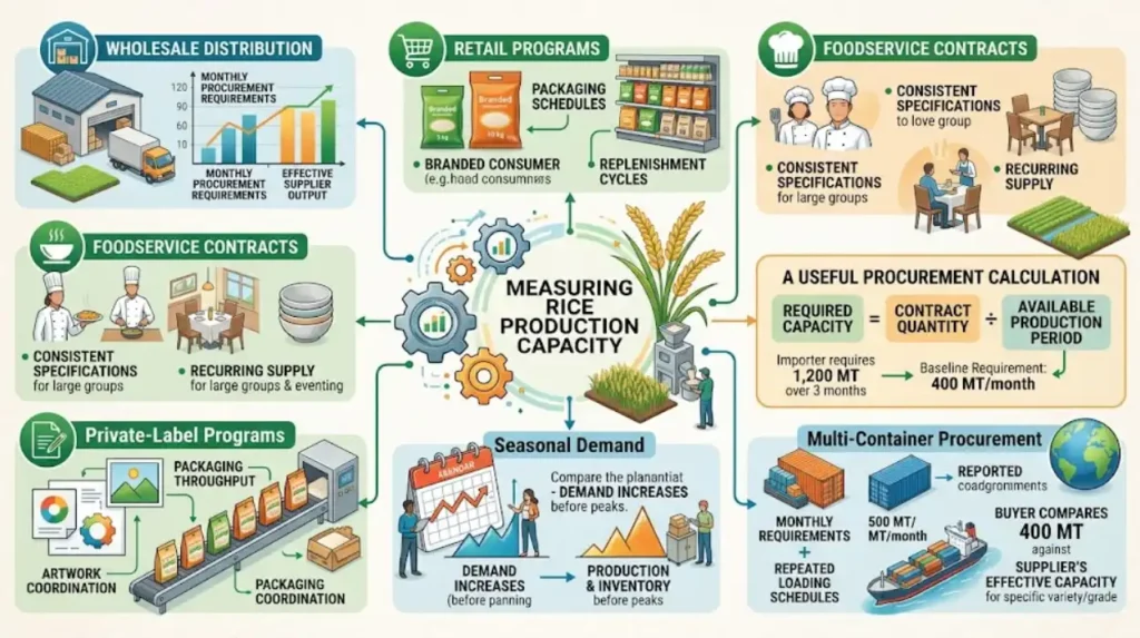 What are the main use cases for measuring rice production capacity?