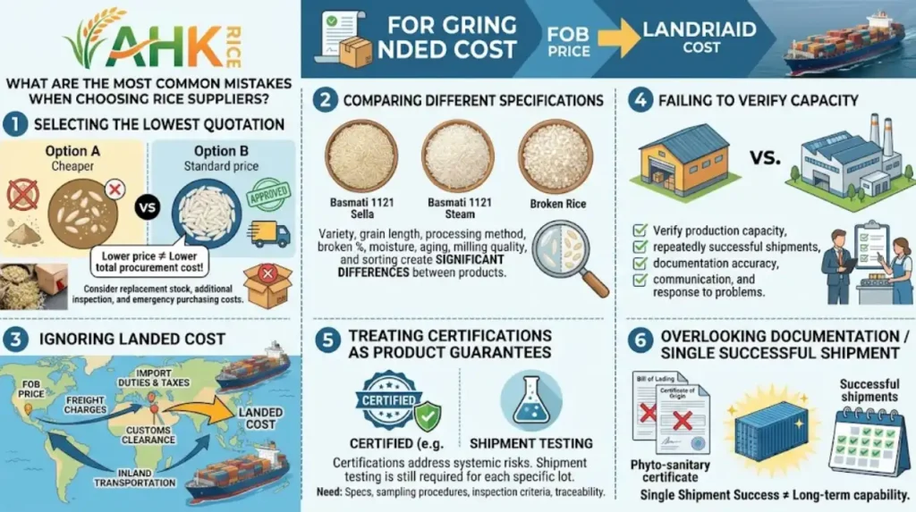 What are the most common mistakes when choosing rice suppliers?