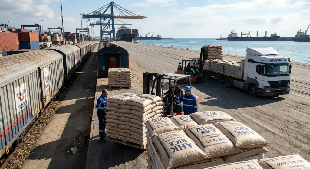 What are use cases for rice shipments to Mersin port?