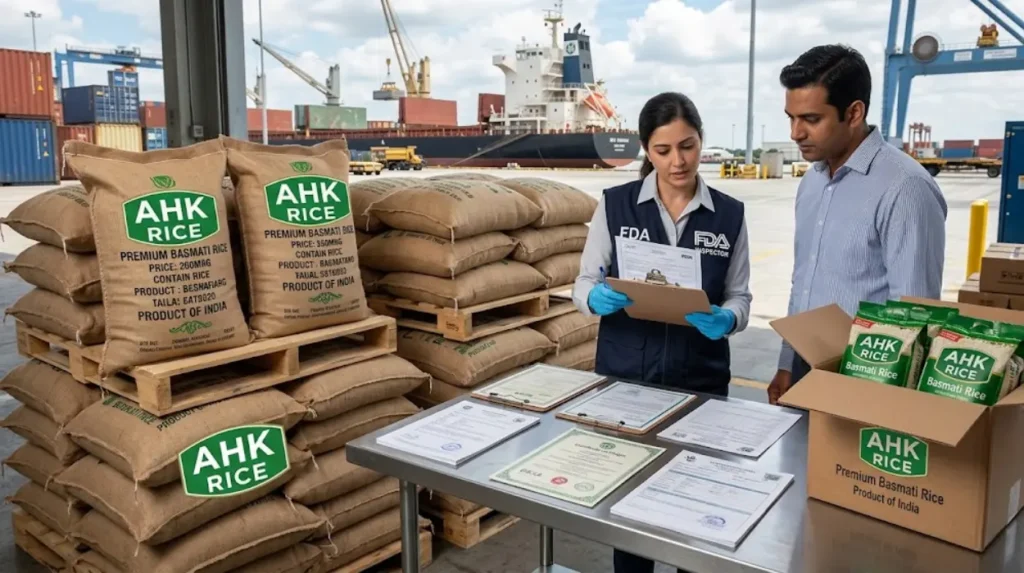 What certifications and compliance documents apply to imported Basmati rice?