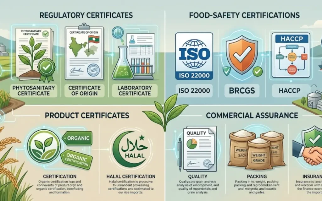 What certifications apply to rice imports?