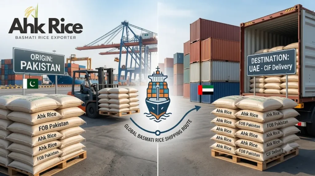 Get Direct Export Quotations for 1509 White Basmati Rice FOB Pakistan and CIF UAE Delivery