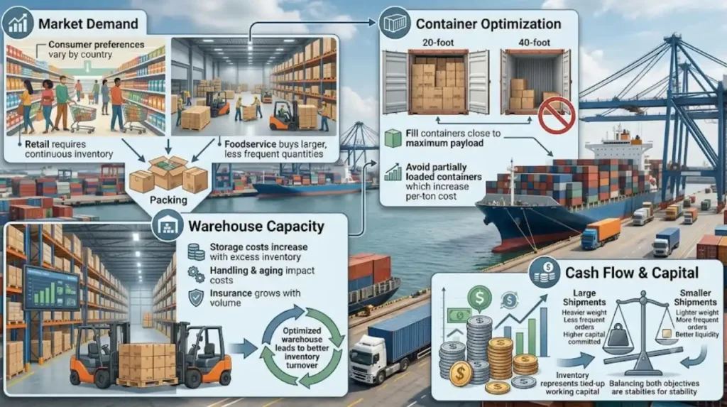 What factors influence the ideal import quantity?