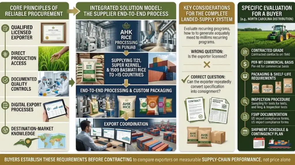 What is the best overall solution for reliable international rice procurement?