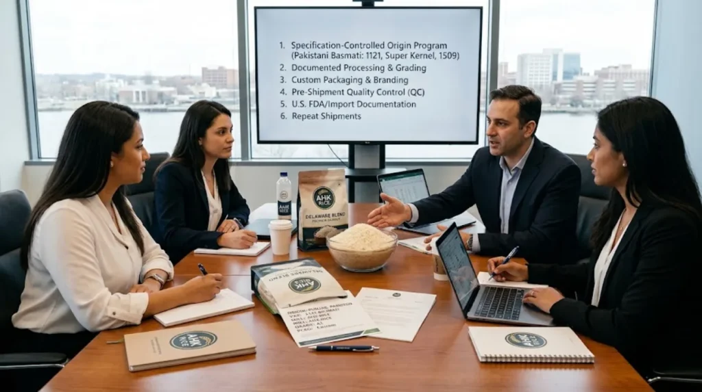 What is the best private label rice sourcing strategy for a Delaware brand?