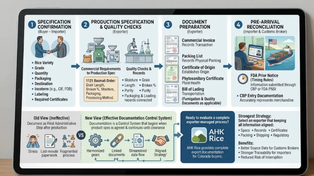 What is the most effective documentation workflow for Colorado rice importers?
