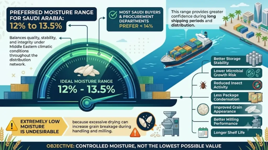 What moisture level is preferred by Saudi Arabian importers?