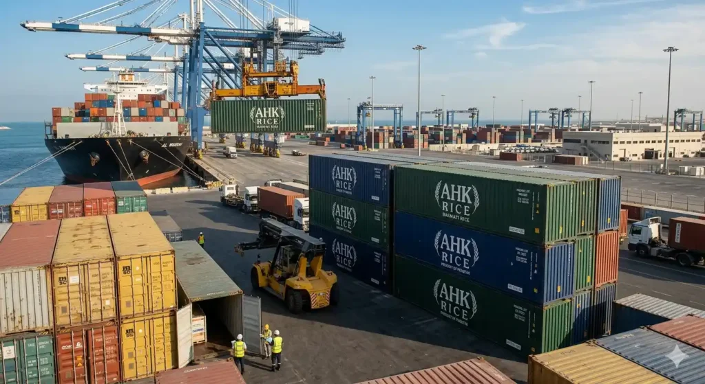 What problems or delays occur in rice shipping to Hamad Port?