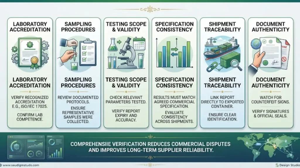 What should Saudi buyers evaluate before accepting purity reports?
