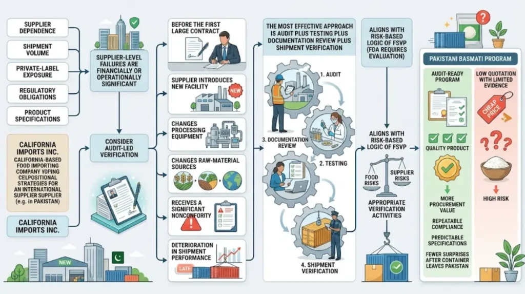 When should a California importer choose an audit-led supplier-verification program?
