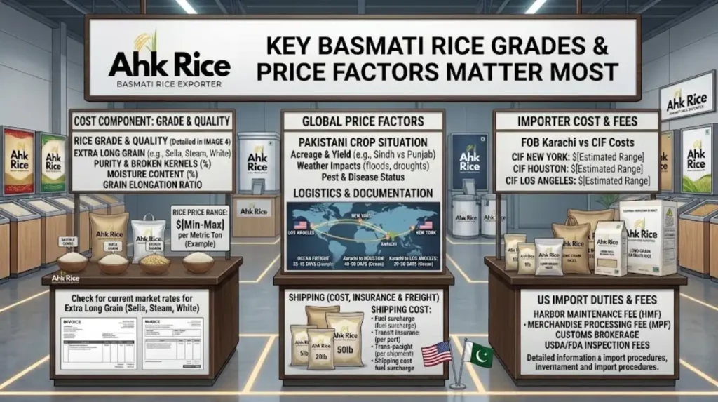 FOB Karachi vs CIF New York, Houston and Los Angeles: Basmati Rice Cost Breakdown