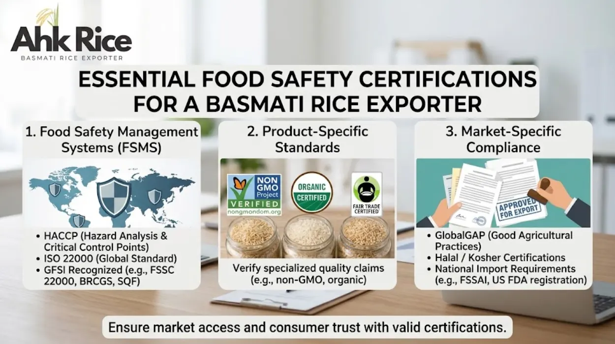 Which Food Safety Certifications Should a Basmati Rice Exporter Have