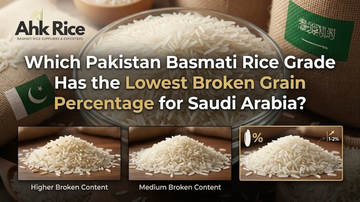Which Pakistan Basmati Rice Grade Has the Lowest Broken Grain Percentage for Saudi Arabia