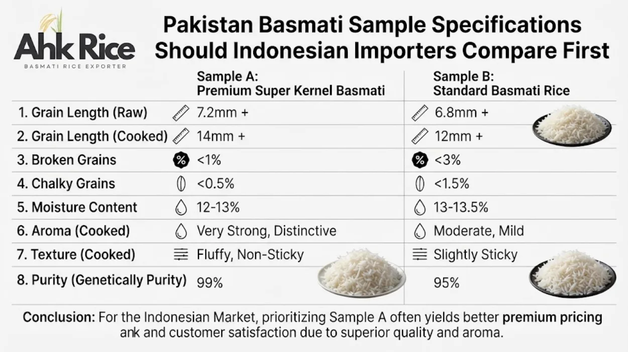 Which Pakistan Basmati Sample Specifications Should Indonesian Importers Compare First