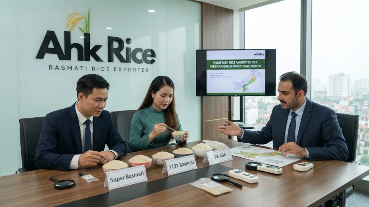 Which Pakistani rice varieties do Vietnamese importers evaluate