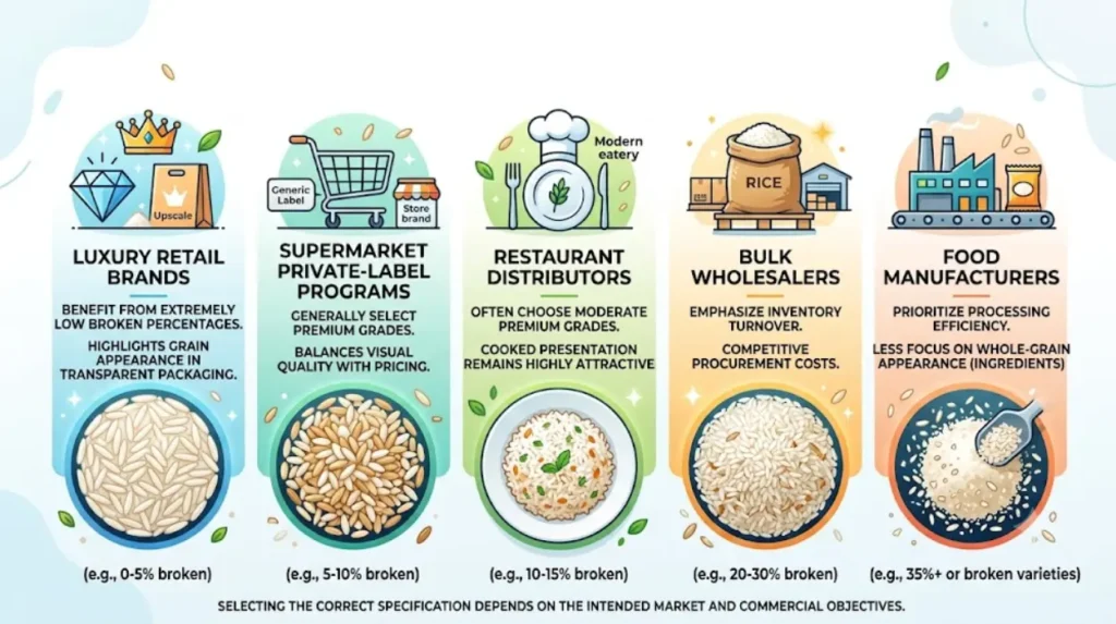 Which broken grain classification works best for different buyers?