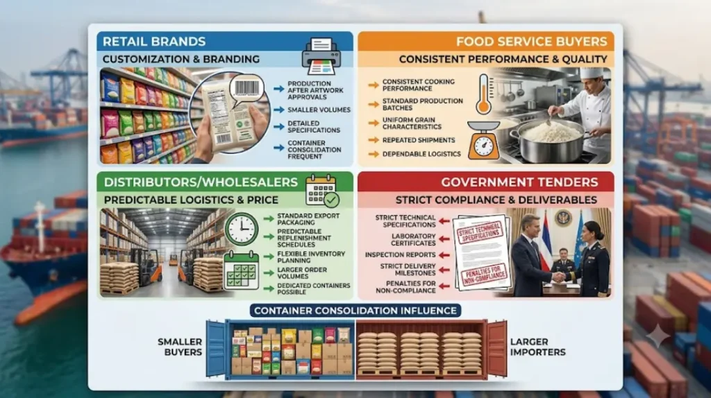 Which export strategy works best for different buyer requirements?