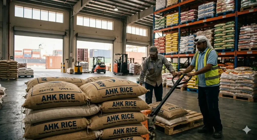 Which markets import rice into Qatar and how do packaging sizes influence trade?