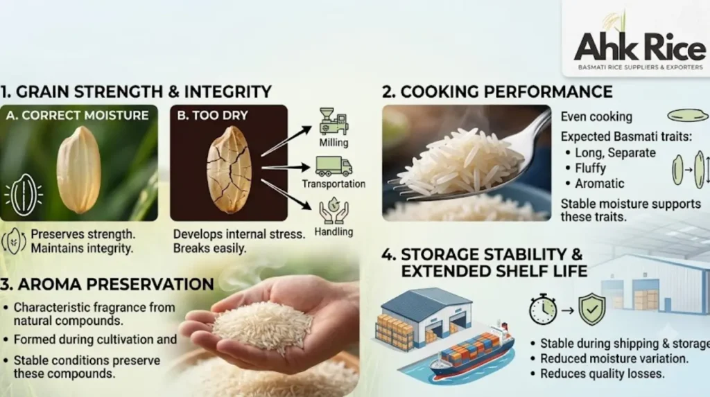 Why Does Correct Moisture Content Protect Basmati Rice Quality?