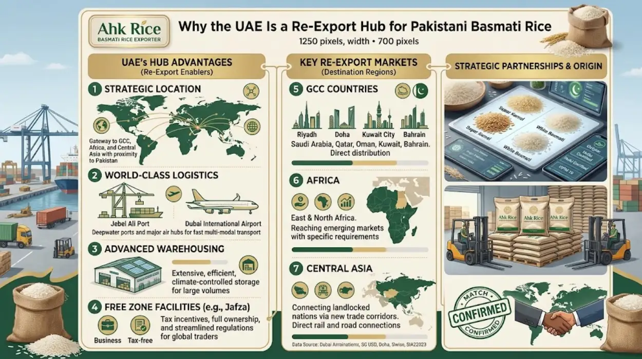 Why the UAE Is a Re-Export Hub for Pakistani Basmati Rice to GCC, Africa and Central Asia